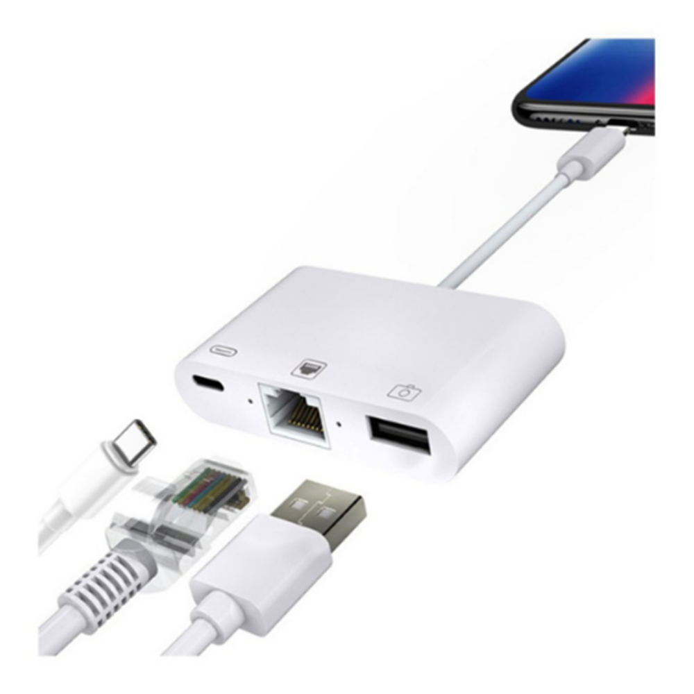 Kruxon ZR461 NK107 LİGHTNİNG ÇOKLU ETHERNET ADAPTÖR