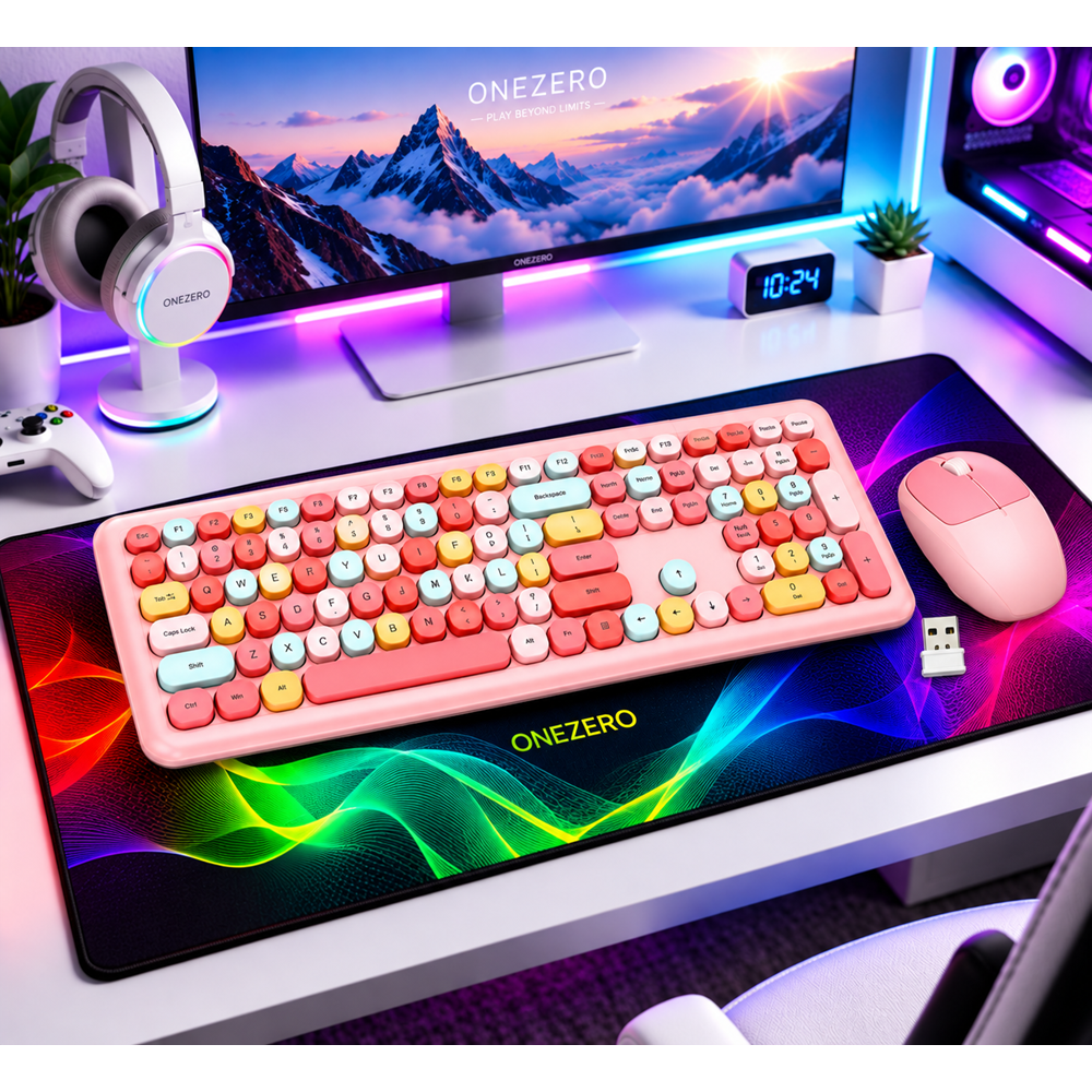 MOFİİ NO666 PEMBE KLAVYE MOUSE SET