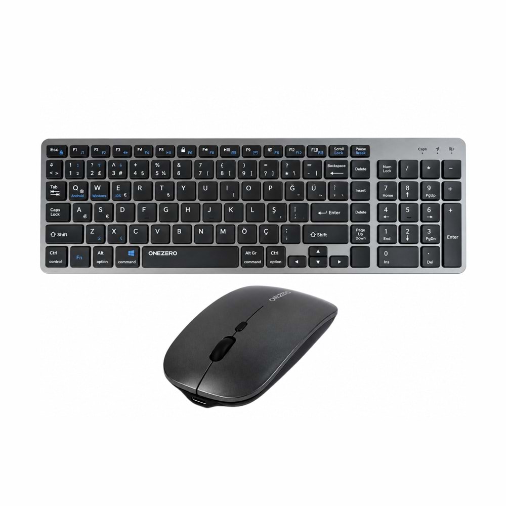 Kruxon ZR701 835 MAC MODEL WİRELESS KLAVYE MOUSE SET FÜME
