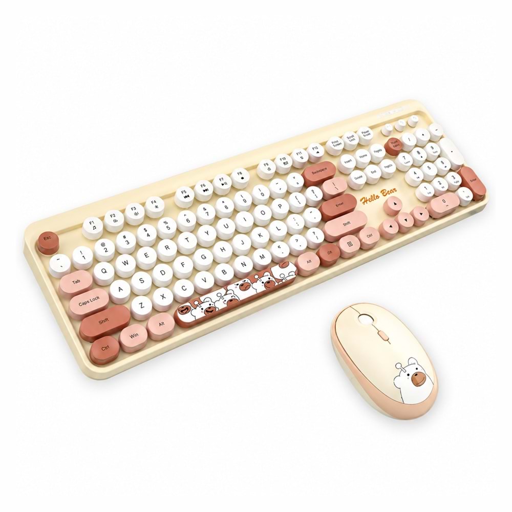 Kruxon HELLO BEAR SÜTLÜ ÇAY KLAVYE MOUSE SET