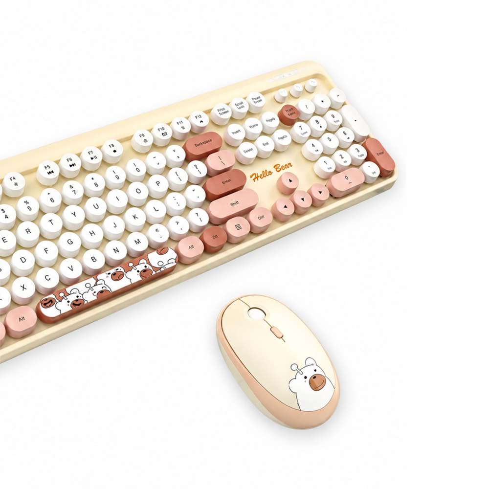 Kruxon HELLO BEAR SÜTLÜ ÇAY KLAVYE MOUSE SET