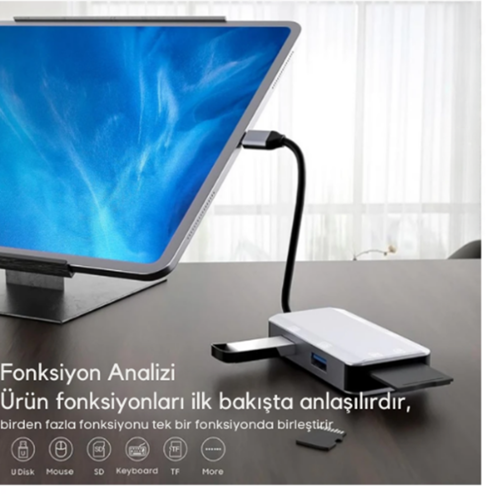 Kruxon ZR785 6 İN 1 NK-3049H USB-C MULTİ-FUNCTİON ÇEVİRİCİ
