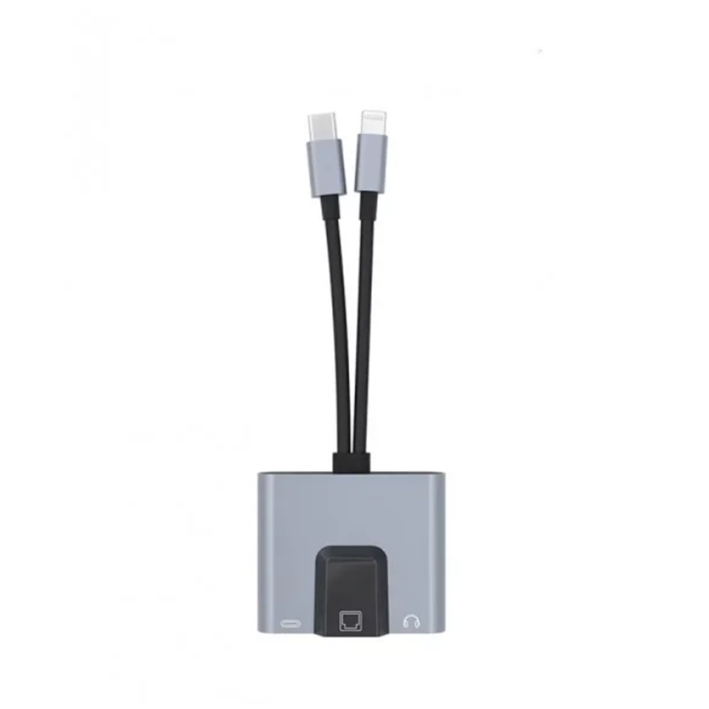 Kruxon ZR815 LİGHTNİNG TYPE-C 3 İN 1 ETHERNET ÇEVİRİCİ AUX