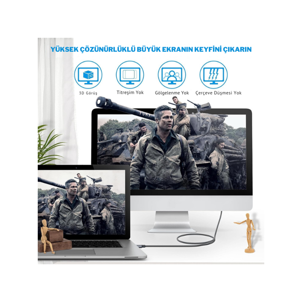 Kruxon ZR853 TYPE-C HDTV KABLO 2M 4K 30HZ