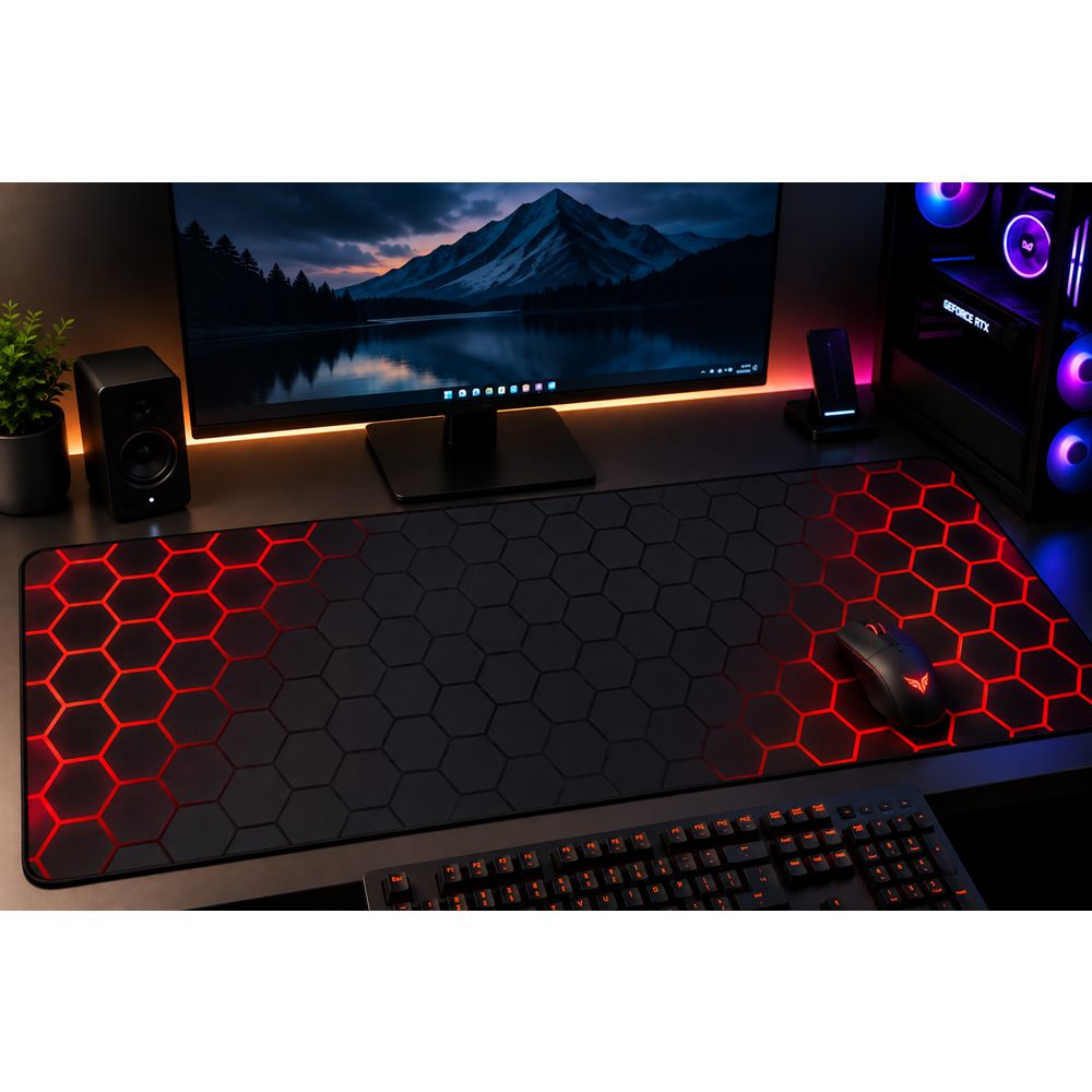Kruxon ZR994 KIRMIZI PETEK DESEN MOUSE PAD 70X30
