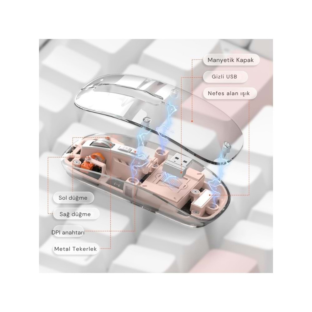 Kruxon ZR1133 PEMBE 501 BT+ WİRELESS MOUSE