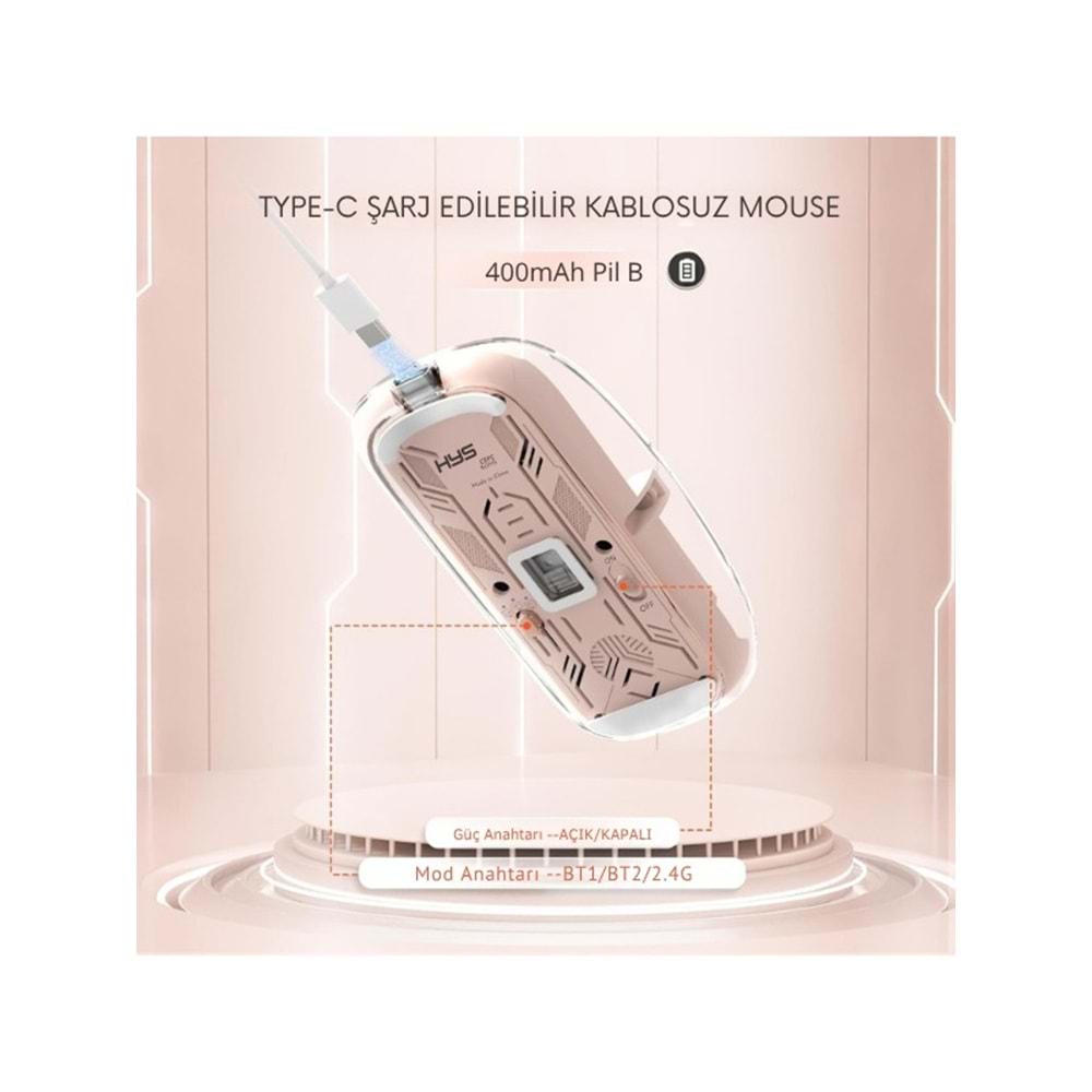 Kruxon ZR1133 PEMBE 501 BT+ WİRELESS MOUSE