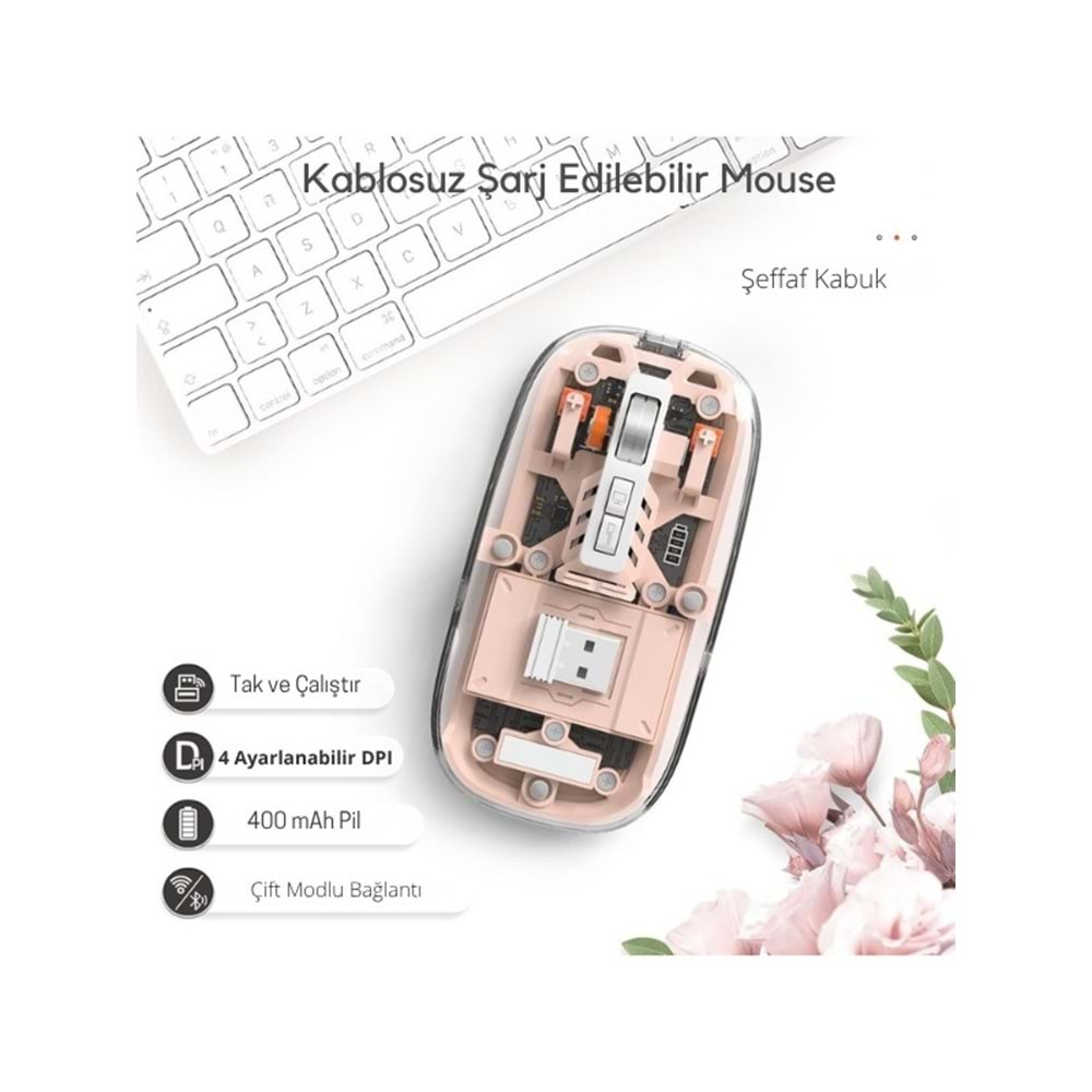 Kruxon ZR1133 PEMBE 501 BT+ WİRELESS MOUSE