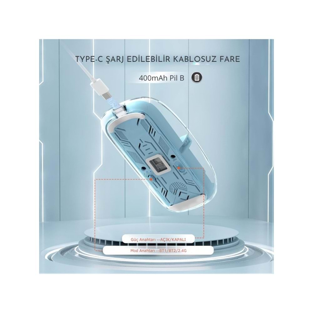 Kruxon ZR1133 MAVİ 501 BT+ WİRELESS MOUSE