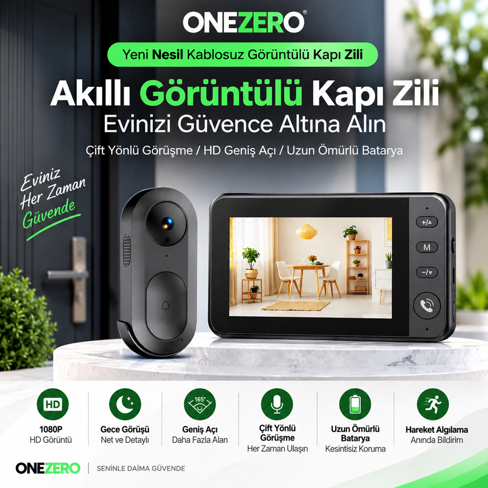 ZR1157 Kruxon 2.4G SMART HOME VİDEO DOORBELL KAPI ZİLİ