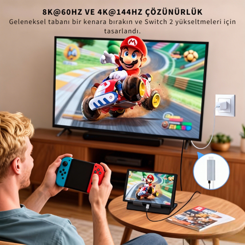 ZR1160 Kruxon FOR SWITCH2 USB-C TO HDTV PD KABLO 4K 60Hz