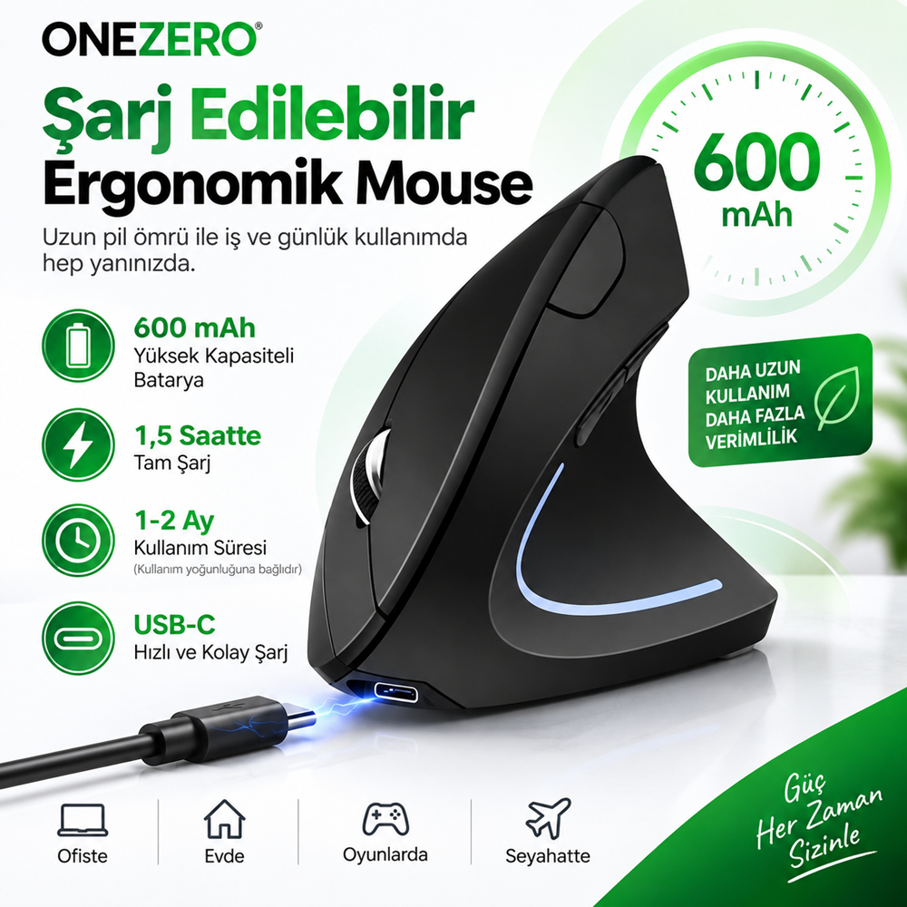 ZR1319 7043 ERGONOMİK ŞARJLI MOUSE