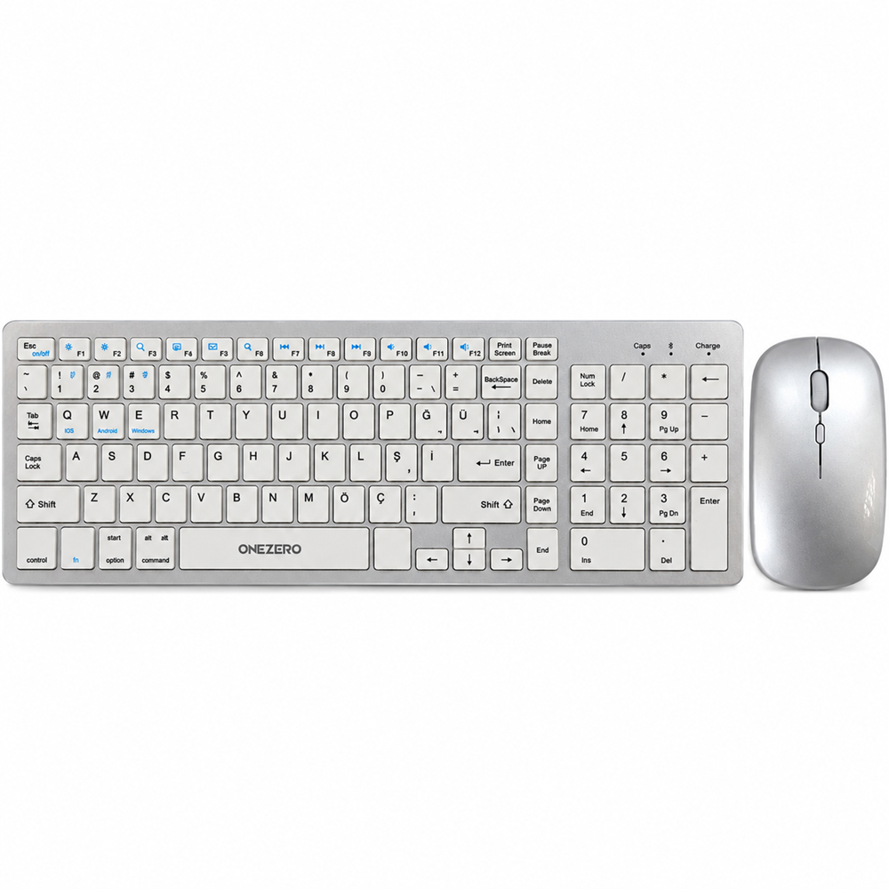Kruxon ZR701 835 MAC MODEL WİRELESS KLAVYE MOUSE SET SİLVER