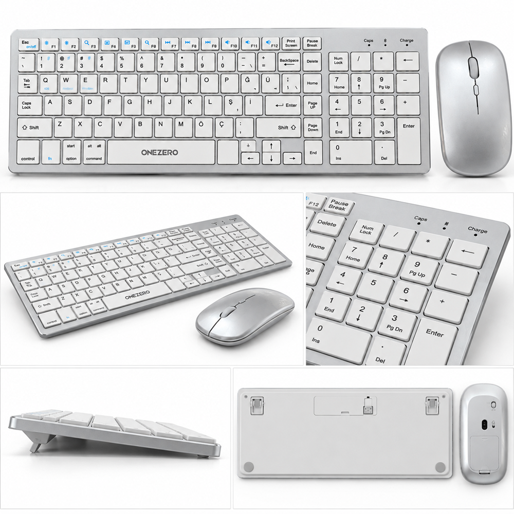 Kruxon ZR701 835 MAC MODEL WİRELESS KLAVYE MOUSE SET SİLVER