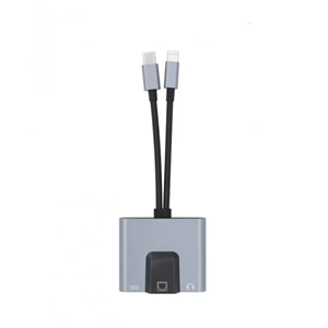 Kruxon ZR815 LİGHTNİNG TYPE-C 3 İN 1 ETHERNET ÇEVİRİCİ AUX