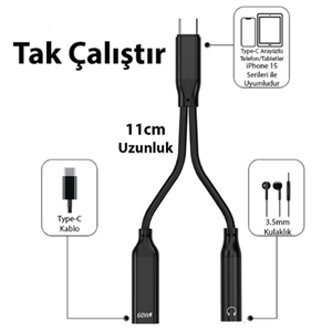 Kruxon ZR867 TYPE-C 2 İN 1 AUX 3A AC08CC
