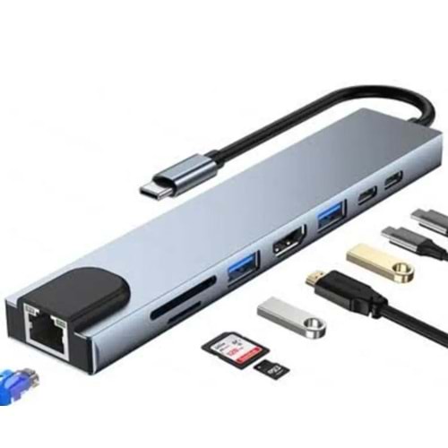 Kruxon ZR1056 TYPE-C USB 8İN1 3.0 HUB
