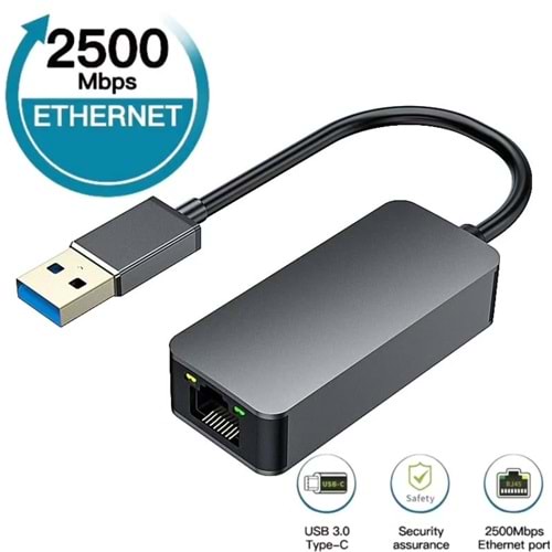 ZR1159 Kruxon USB 3.0 TYPE-C 2 İN 1 GİGABİT ETHERNET ADAPTER