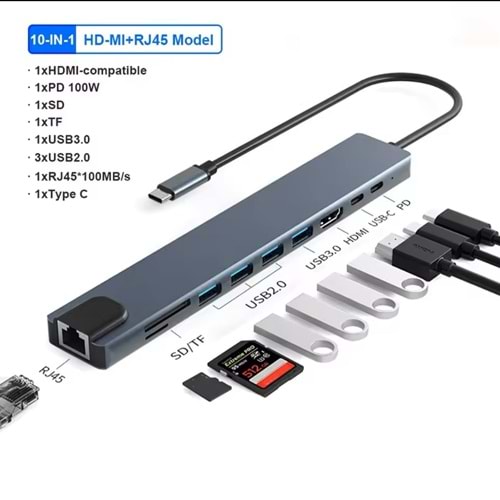 Kruxon ZR1056 TYPE-C USB 8İN1 3.0 HUB