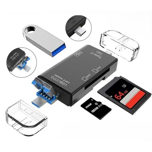Kruxon ZR824 TYPE-C 3 İN 1 OTG SMART CARD READER