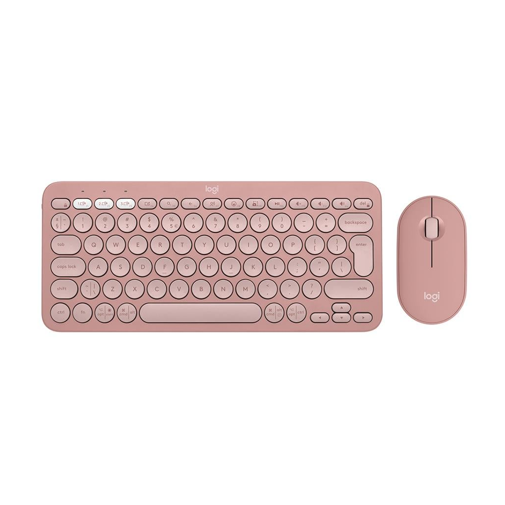 LOGITECH Pebble 2 Combo, Rose, 920-012247, Bluetooth, Türkçe, Q, Multimedya, Mini Klavye Mouse Set