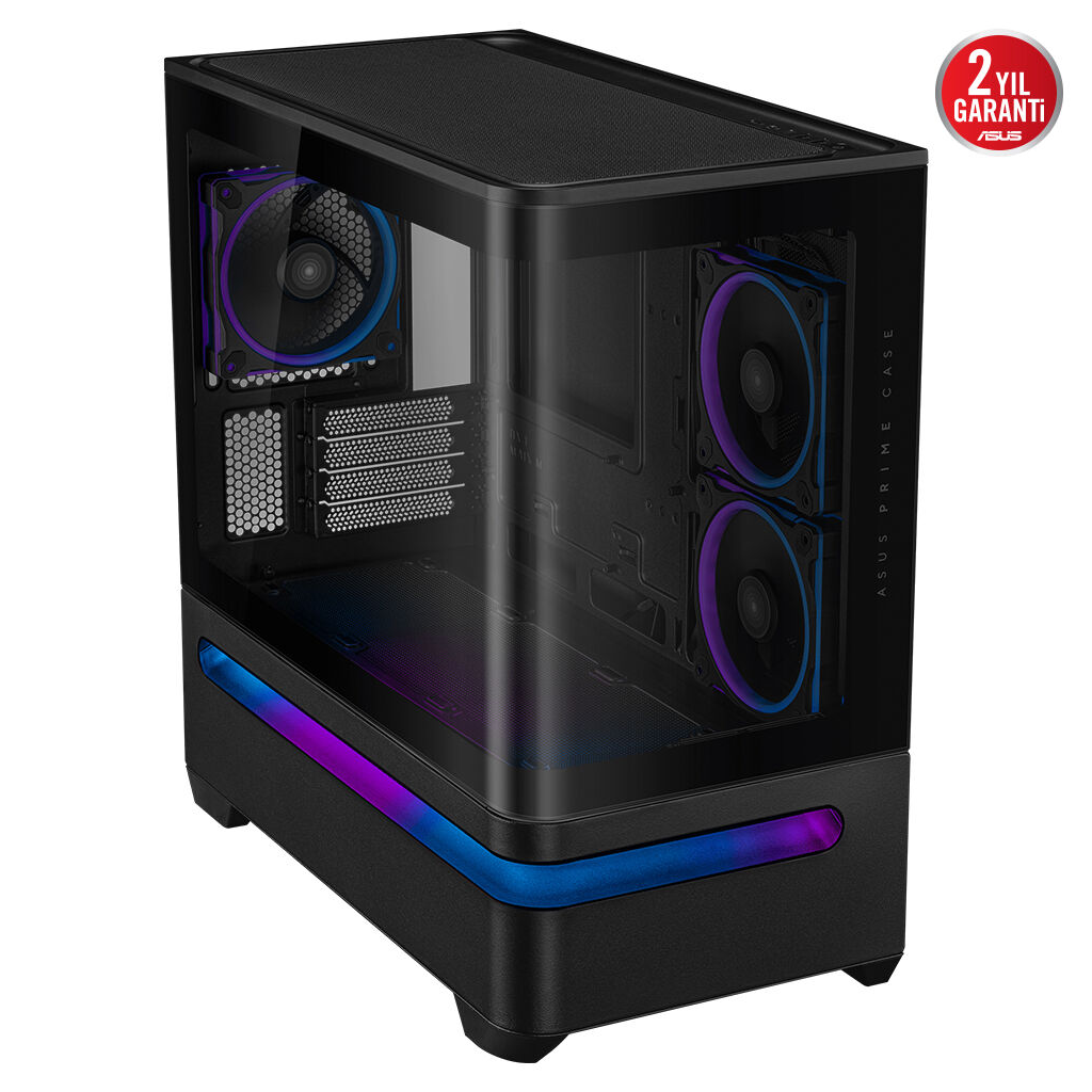 ASUS PRIME AP202 TG ARGB, PSU YOK, Tempered Glass, Kavisli Panel, ARGB, mATX, GAMING KASA