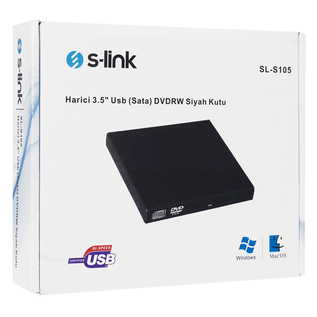 S-LINK SL-S105 Harici Kutu ile Birlikte Taşınabilir USB Optik Yazıcı, PIONEER BDR-TD05, 12.7mm, Blu-Ray/DVD/CD Writer, Slim.