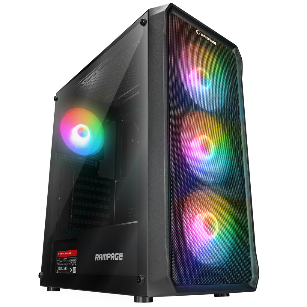 Rampage COMPACT, 750W 80+ Bronz, Mesh Panel, RGB, ATX GAMING KASA