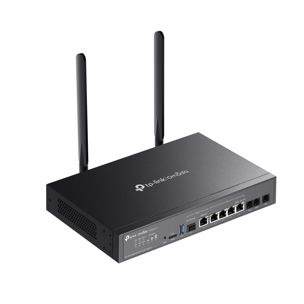 OMADA DR3220v-4G, 4 Port, 4G+Cat6 2,4Ghz, 1 Combo SFP Port, 2 FXS Port, Sim Yuvalı,  Gigabit Rackmount DSL Gateway