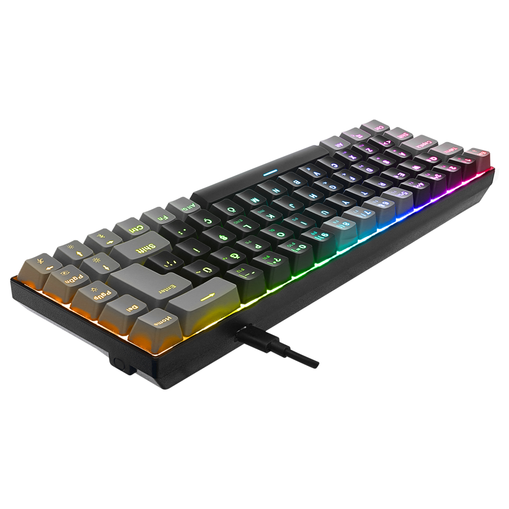 ACER eMachines, EAK68, Siyah/Gri, USB Kablolu, RGB Backlight, RED Switch, Mekanik, Türkçe Q, 68 Tuşlu, Gaming Klavye
