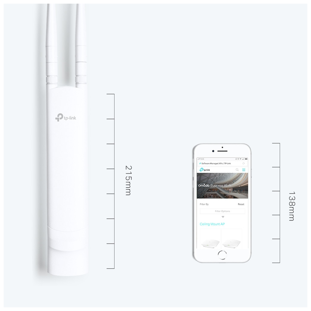 OMADA EAP110-Outdoor, 1Port Gigabit PoE, 300Mbps, 2,4Ghz, Pasif Poe, Indoor/Outdoor Access Point