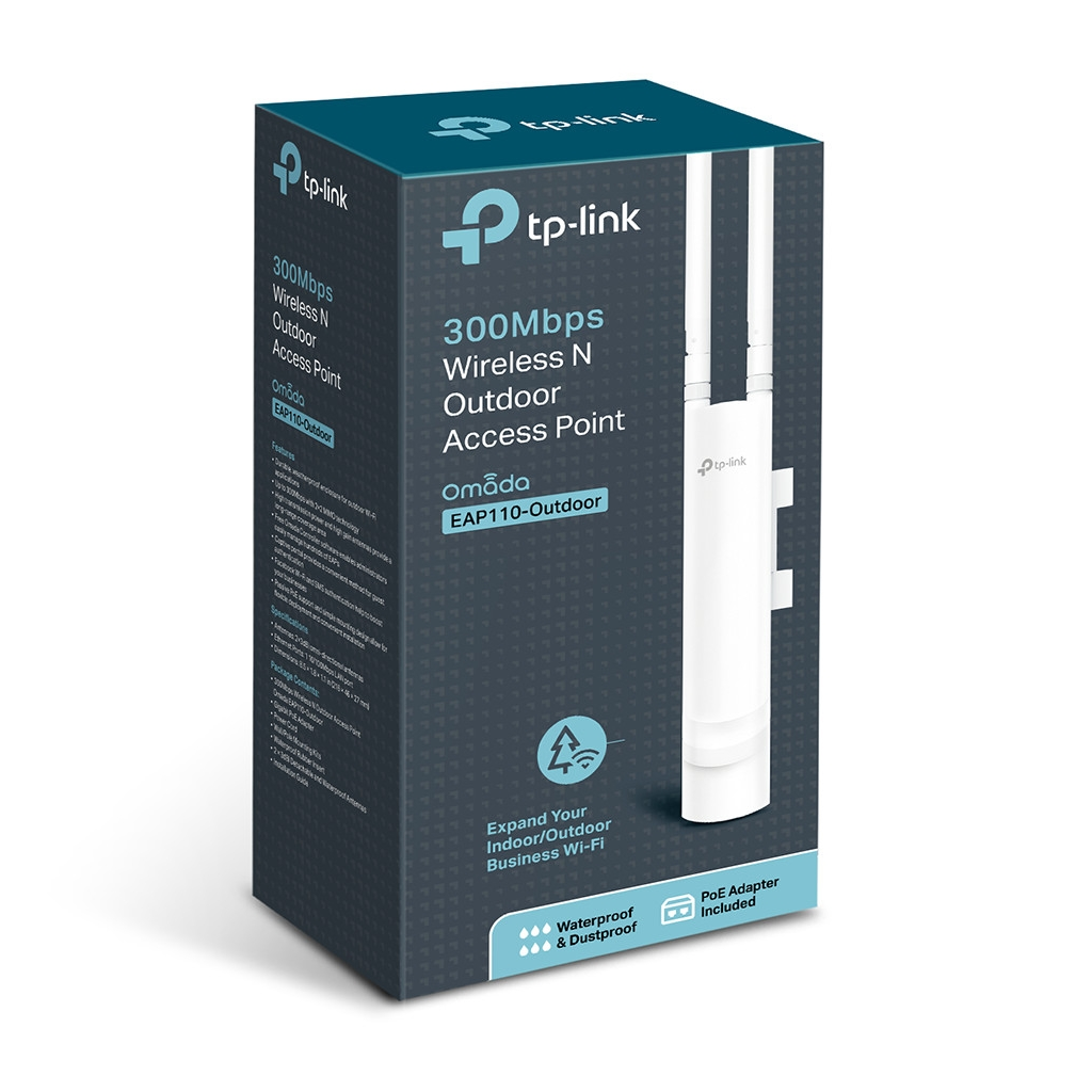 OMADA EAP110-Outdoor, 1Port Gigabit PoE, 300Mbps, 2,4Ghz, Pasif Poe, Indoor/Outdoor Access Point