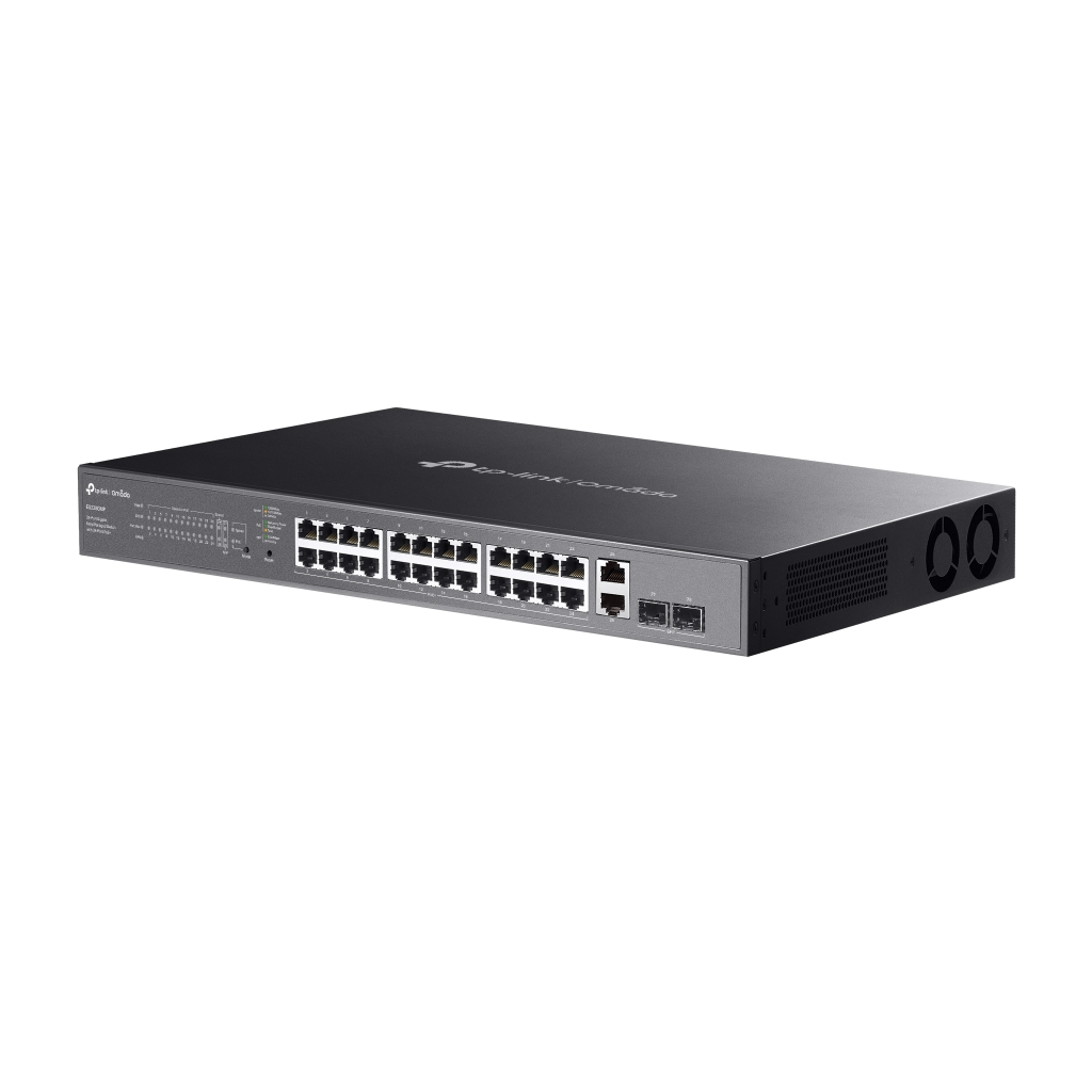 OMADA ES228GMP, 28 Port Gigabit, 24 Port Poe+,  2 Port Gigabit SFP, 384W, Yönetilebilir, Metal Kasa Rackmount Switch
