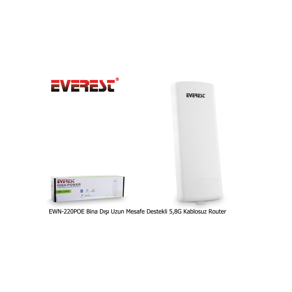 EVEREST EWN-220POE, 300Mbps, 5Ghz WiFi, 10dbi Anten, 5Km Menzil, Noktadan Noktaya, Dış Mekan, Access Point CPE