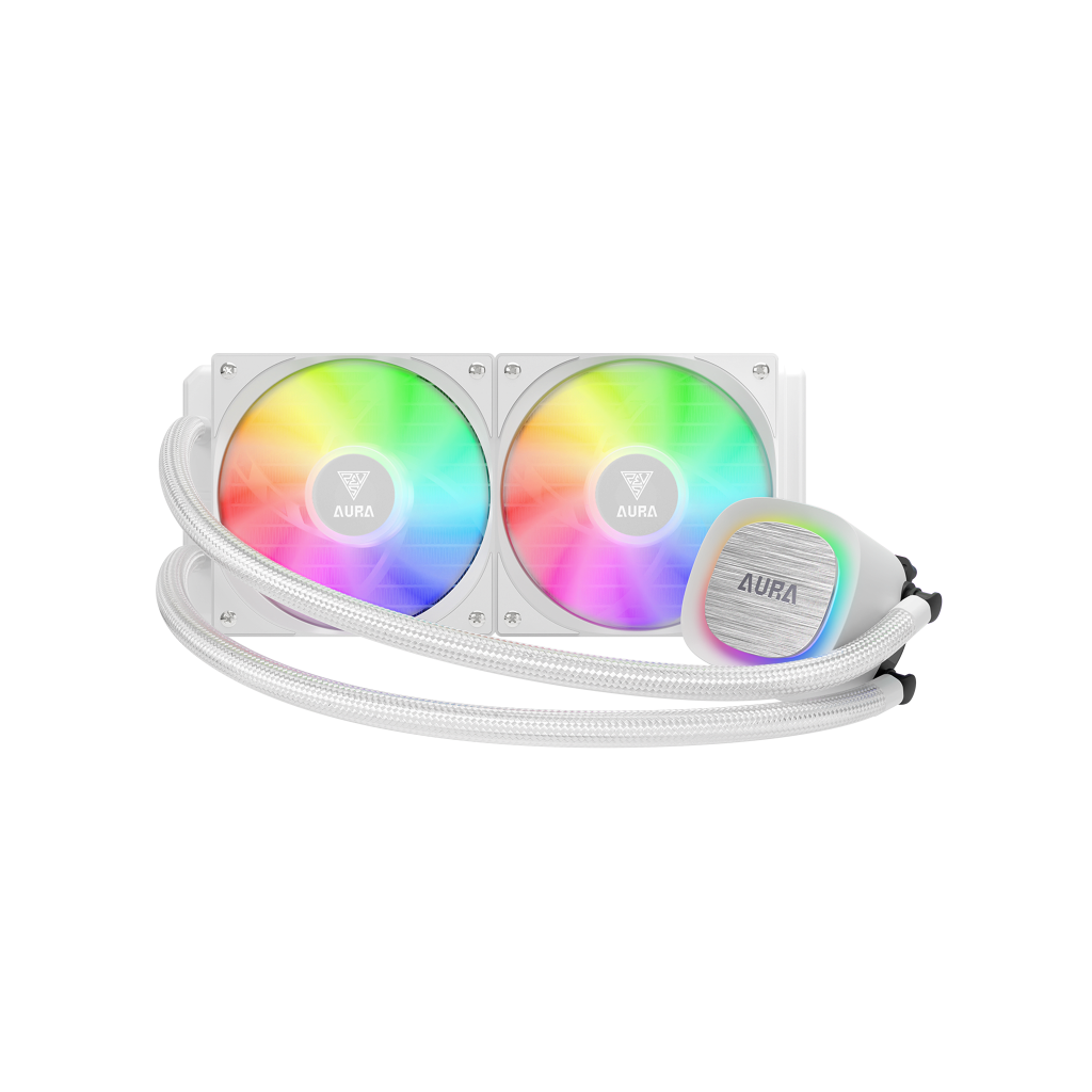 GAMDIAS AURA GL240 V2 WH, White Edition, 240mm,  RGB, 2 Fanlı,CPU Sıvı Soğutma