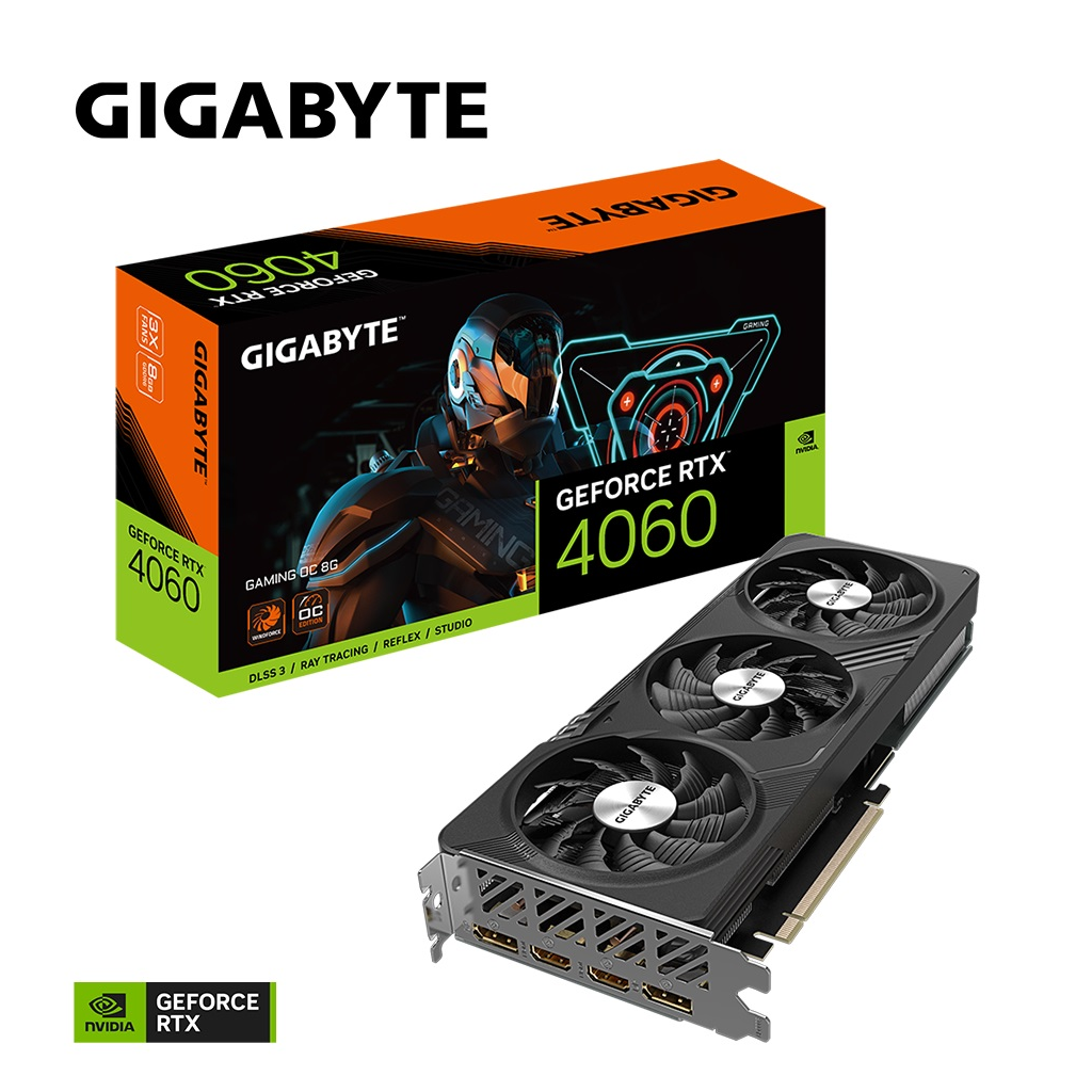 GIGABYTE GV-N4060GAMING OC-8GD, Rev.1.0, RTX4060 OC, 8Gb GDDR6, 128BIT, 2xHDMI, 2xDP, GAMING Ekran KARTI