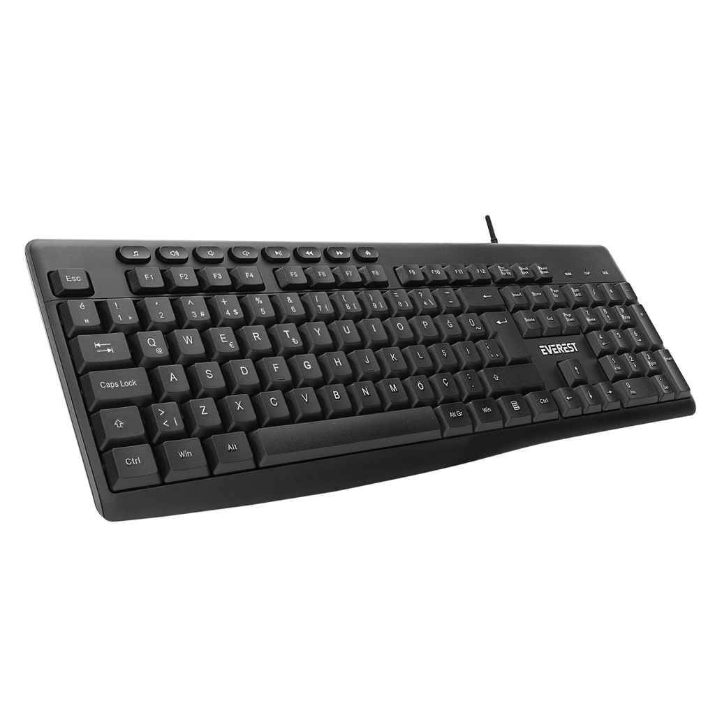 EVEREST KB-619, USB Kablolu, Türkçe Q, Standart Klavye (Siyah)