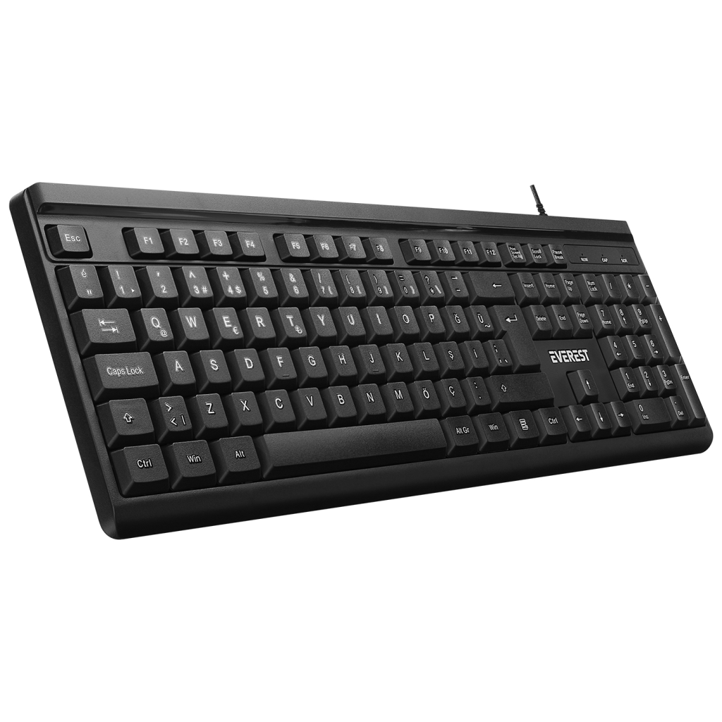 EVEREST KB-741, USB Kablolu, Türkçe Q,  2 metre Bakır Kablolu, Standart Klavye (Siyah)