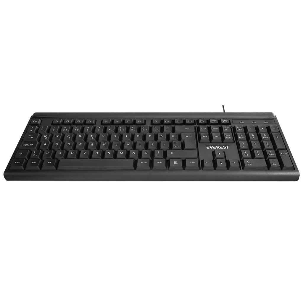 EVEREST KB-741, USB Kablolu, Türkçe Q,  2 metre Bakır Kablolu, Standart Klavye (Siyah)