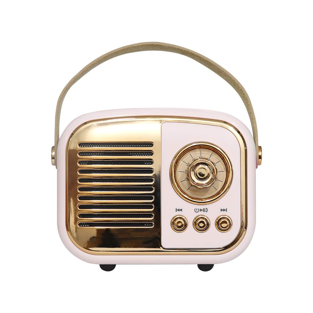 MIKADO MD-24BT, Echoes, Pembe, 3W, Taşınabilir, USB/TF Kart/Bluetooth, 800mAh, Klasik Retro Müzik Kutusu