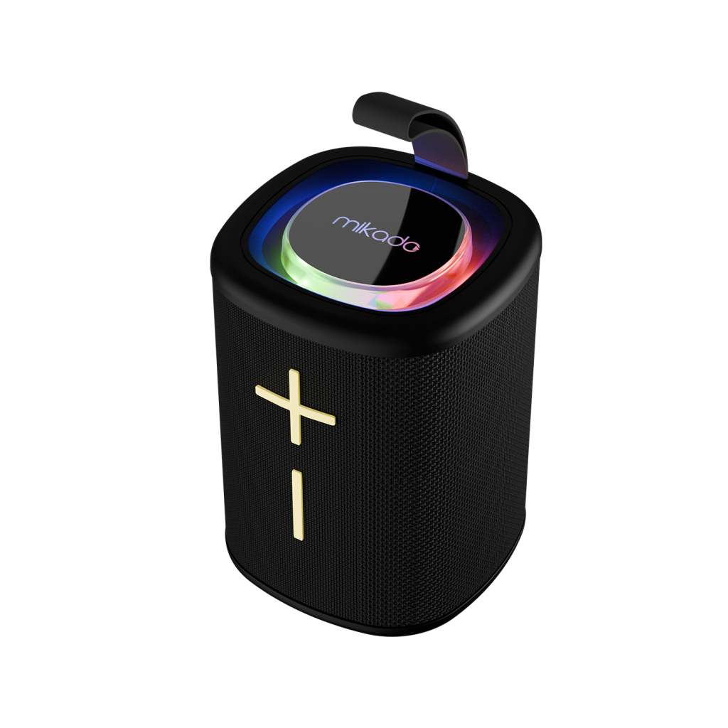 MIKADO MD-26BT, 6W, Taşınabilir, USB/AUX/BT/TF, RGB Işıklı, 1200mAh, IPX66 Su Geçirmez, Bluetooth Speaker (Siyah)