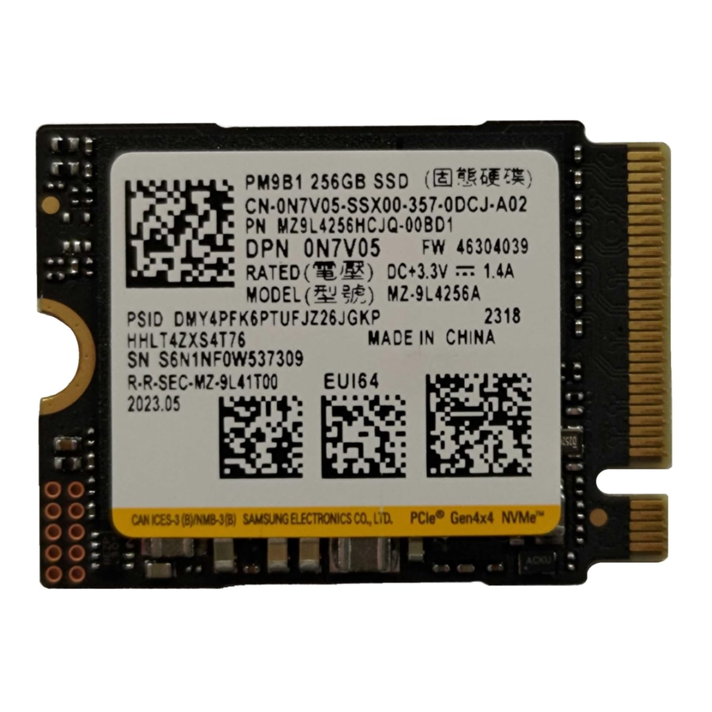 SAMSUNG PM9B1, MZ-9L4256HCJQ-00BD1, 256GB, 3300/1250, Gen4, NVMe PCIe M.2 2230 SSD (Bulk-Kutusuz)