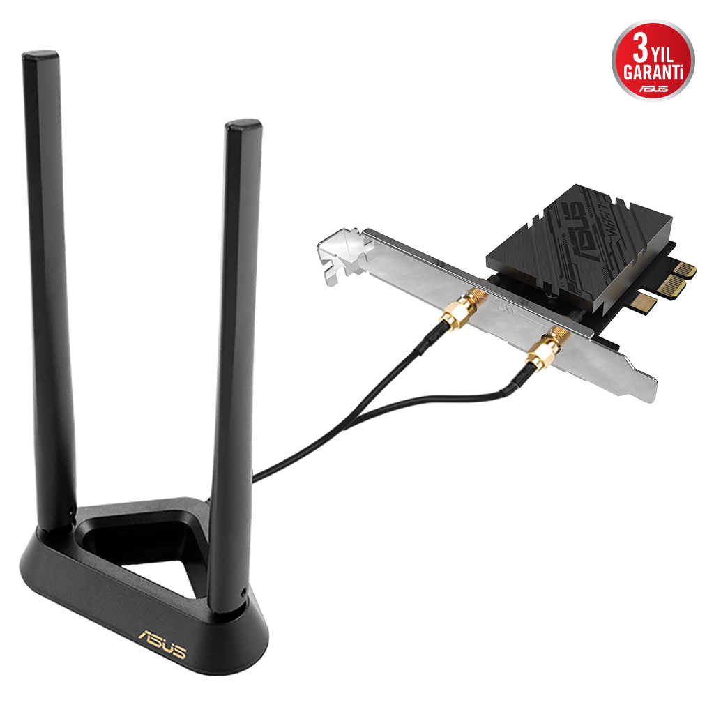 ASUS PCE-BE92BT, WIFI7, BE9400, 5764-2882-688Mbps, 6GHz-5GHz- 2.4GHz, Bluetooth 5.4, PCIe Ağ Adaptörü