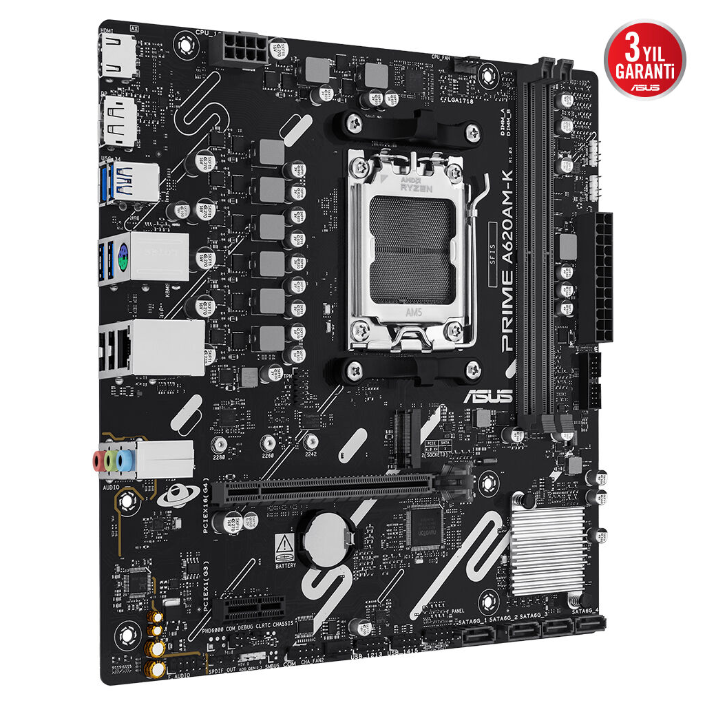 ASUS PRIME A620AM-K, 2xDDR5, 1x M.2, DP, HDMI, AM5 Soket Anakart