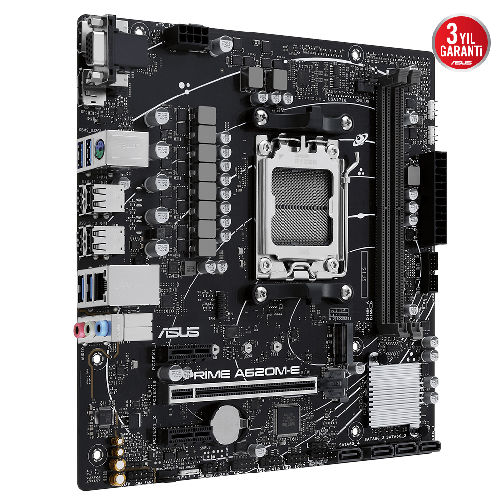 ASUS PRIME A620M-E-CSM, 2xDDR5, 1x M.2, D-SUB, DP, HDMI, AM5 Soket Anakart