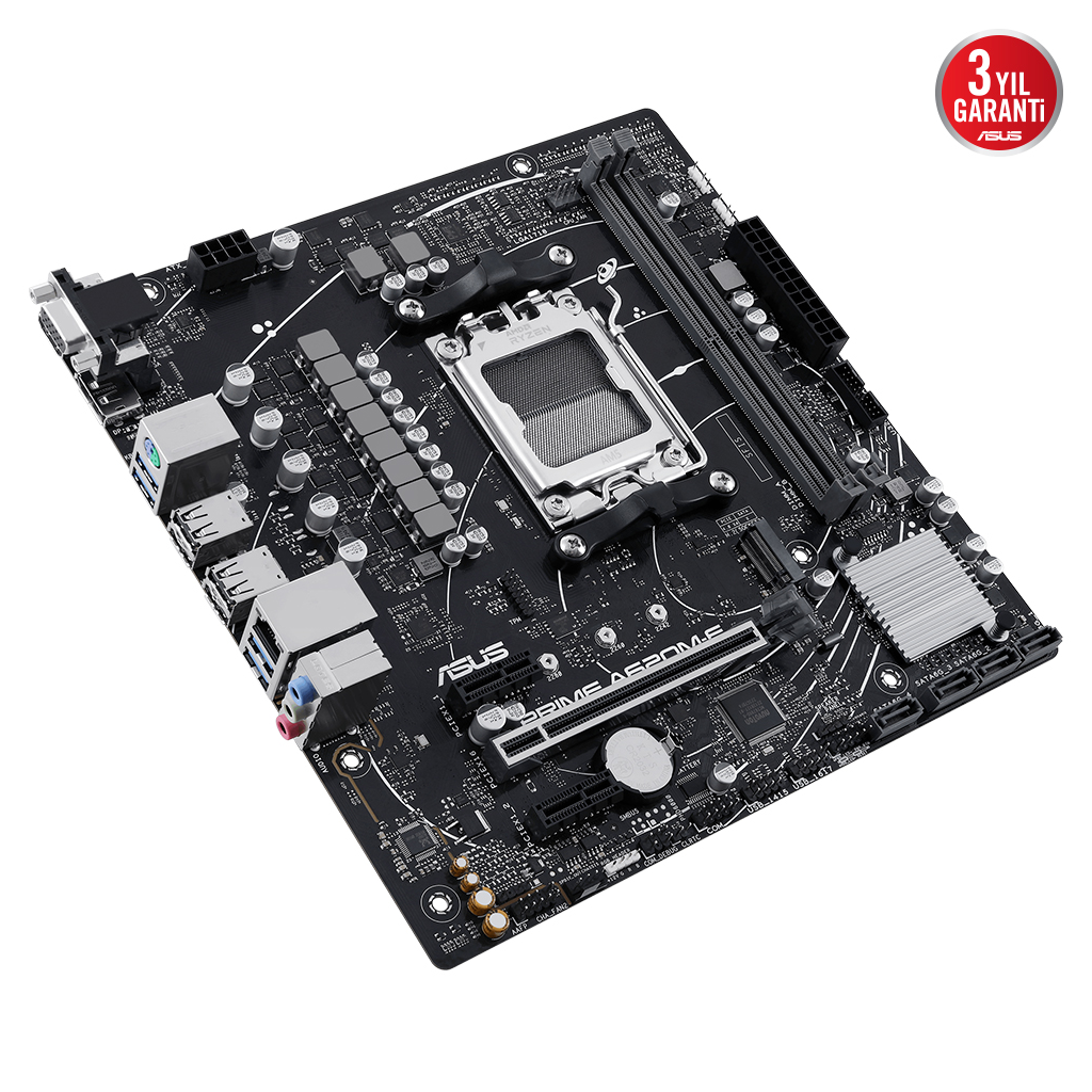 ASUS PRIME A620M-E-CSM, 2xDDR5, 1x M.2, D-SUB, DP, HDMI, AM5 Soket Anakart