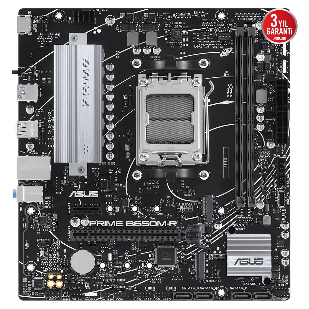 ASUS PRIME B650M-R, 2xDDR5, 2x M.2, HDMI, AMD Ryzen 7000 Serisi, AM5 Soket Anakart