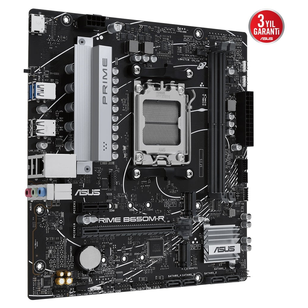 ASUS PRIME B650M-R, 2xDDR5, 2x M.2, HDMI, AMD Ryzen 7000 Serisi, AM5 Soket Anakart