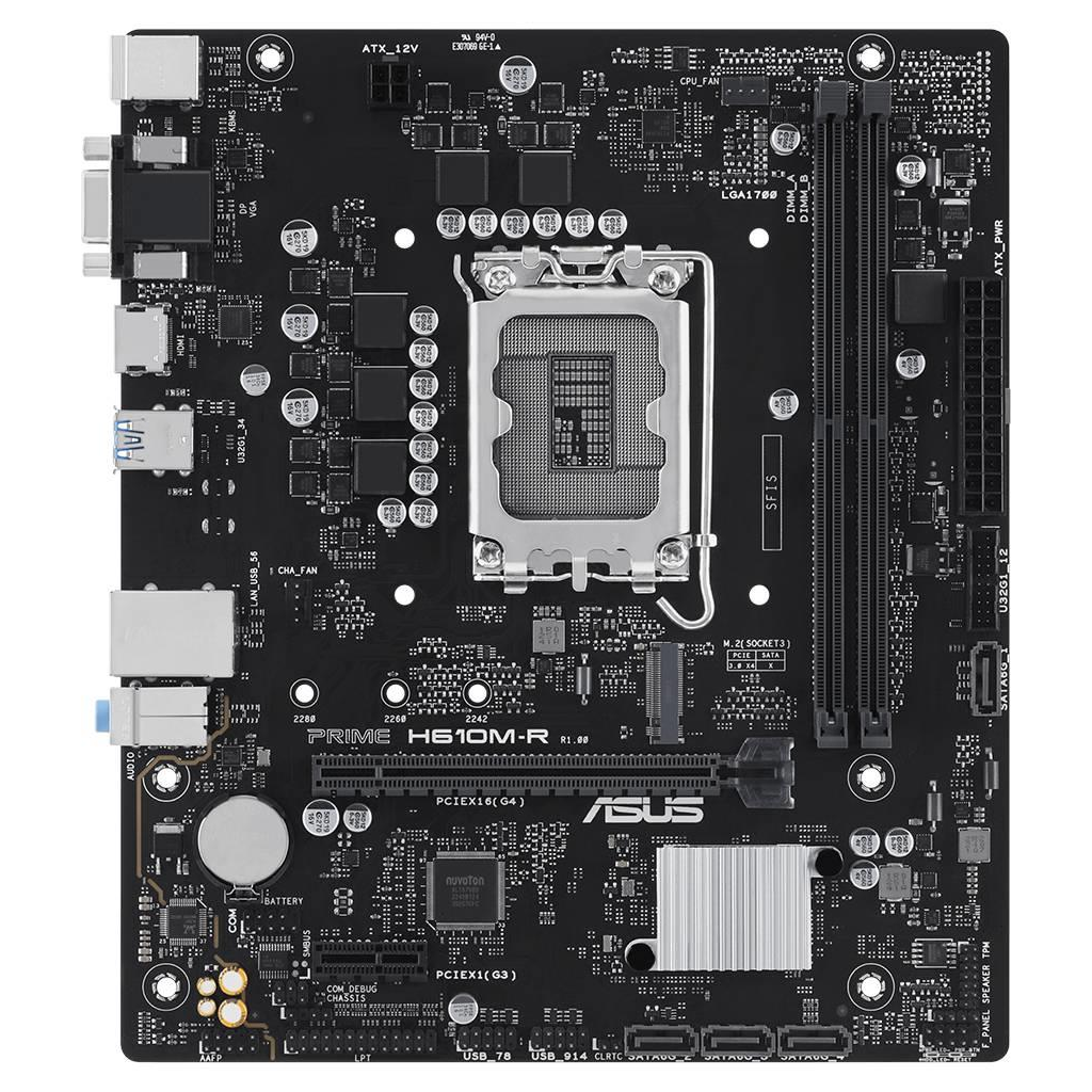 ASUS PRIME H610M-R-SI, 2xDDR5, M.2, D-SUB, DP, HDMI, 12-13.14.Nesil, LGA1700 Soket, Anakart