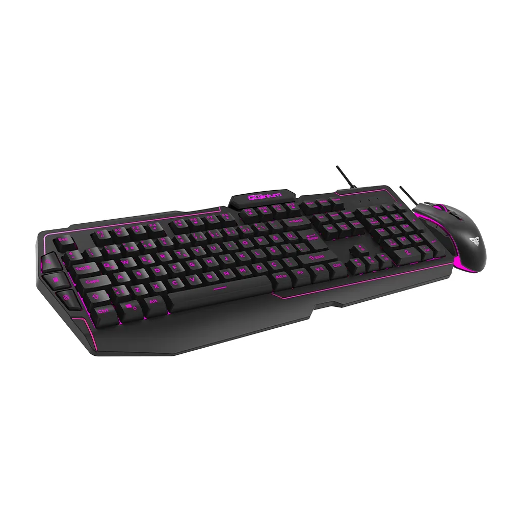 QUANTUM QG-Q6168, USB Kablolu, 3 Renk Arkadan Aydınlatmalı, Türkçe Q, 3600Dpi Mouse, Gaming Klavye Mouse Set (Siyah)